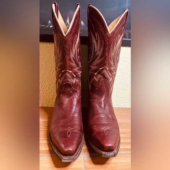 Shyanne Women's Leather Ruby Red Square Toe Heeled Western Cowboy Boots Size: 9M - Picture 4 of 8
